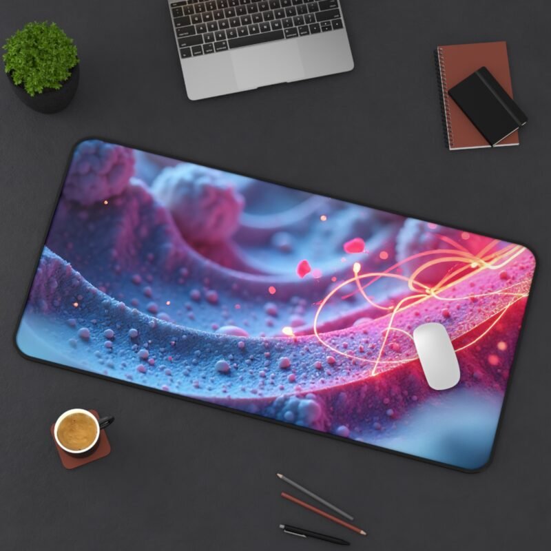 Digital Landscape Mouse Pad with Vibrant Electric-Red and Blue Molecular Design - Image 12