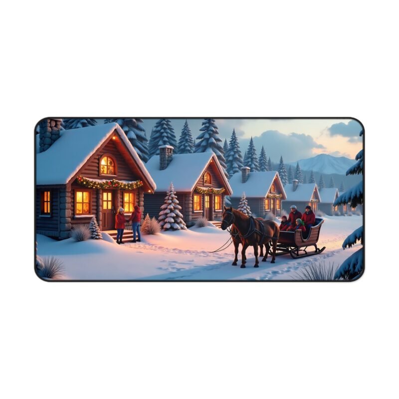 Winter Desk Mat with Enchanting Village Scene for Cozy Holiday Vibes - Image 9