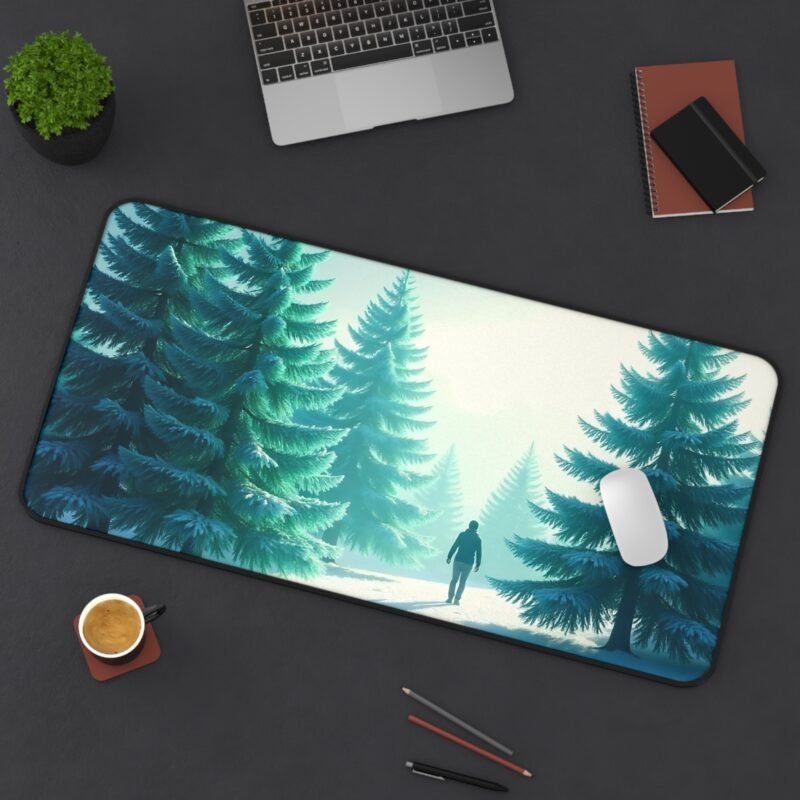 Tranquil Winter Desk Mat with Frosted Evergreen Design for a Calming Workspace - Image 12