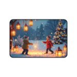 Festive Christmas Desk Mat with Winter Wonderland Scene and Holiday Cheer