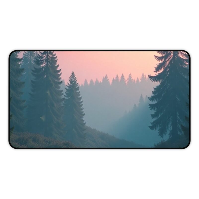 Nature Desk Mat with Tranquil Forest Scene and Misty Sunrise Design - Image 5