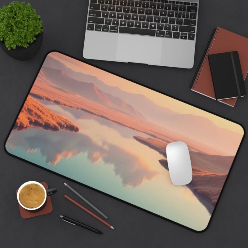 Serene Landscape Nature Desk Mat with Peaceful Sunset and Rolling Hills Design - Image 8