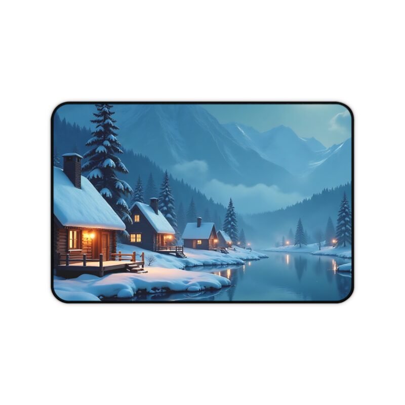 Winter Desk Pad with Serene Snowy Landscape for a Cozy Workspace