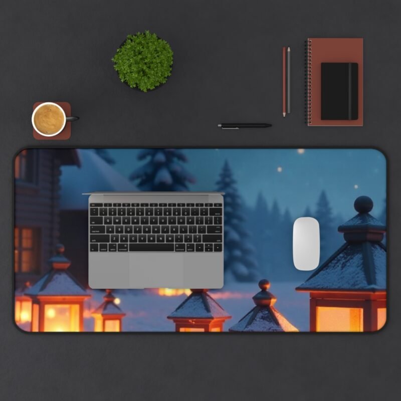 Winter Desk Mat with Cozy Snowscape and Lantern Glow for Tranquil Workspaces - Image 11