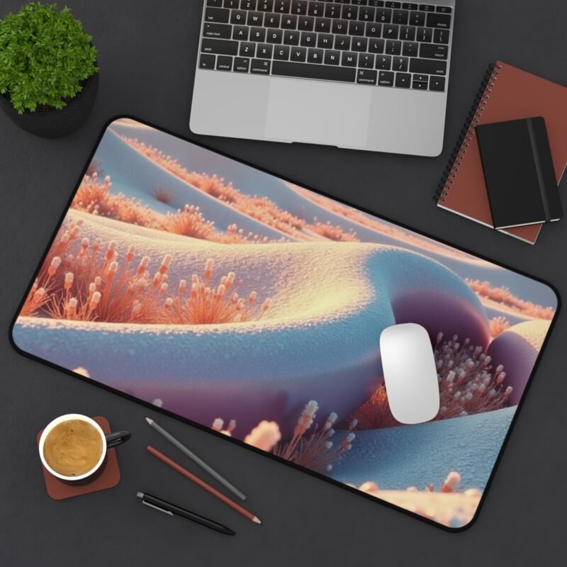 Desert Landscape Desk Mat with Serene Sand Dunes and Golden Flora - Image 8