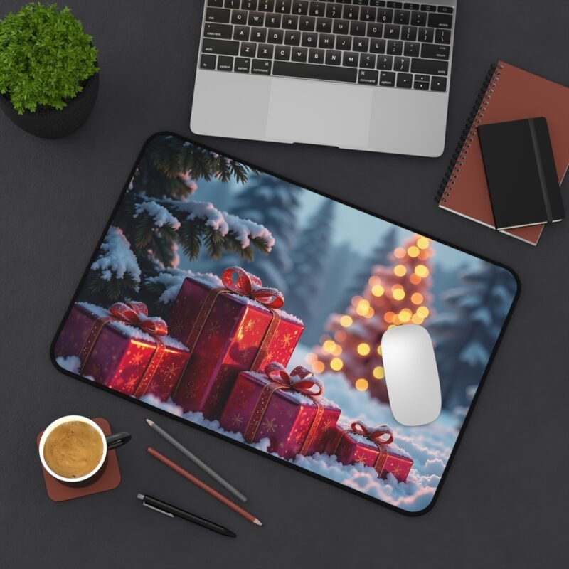 Festive Christmas Desk Mat with Gift and Tree Design for Holiday Cheer - Image 4