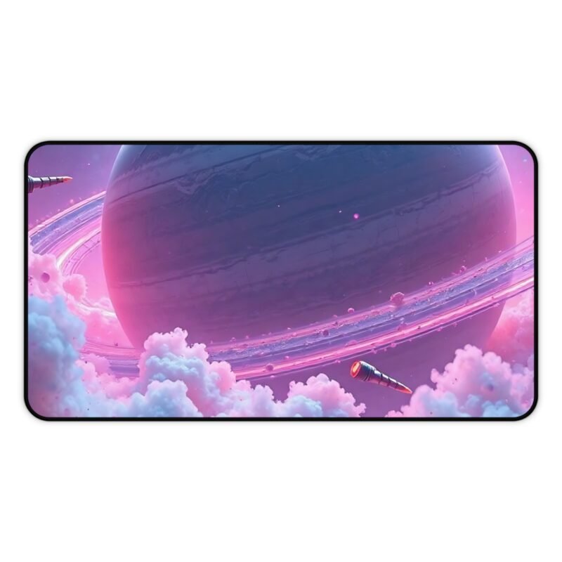 Galaxy Desk Mat for Gamers and Sci-Fi Lovers – Vibrant Cosmic Design with Gas Giant and Spacecraft - Image 5