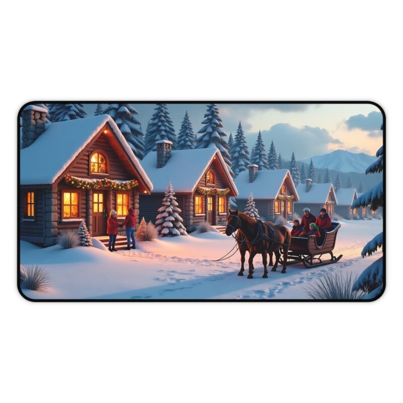 Winter Desk Mat with Enchanting Village Scene for Cozy Holiday Vibes - Image 5