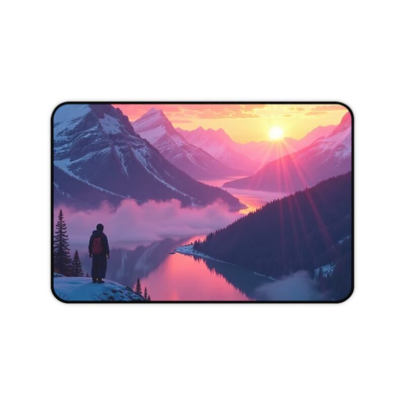 Mountain Desk Mat with Sunrise Design for Nature-Inspired Workspaces