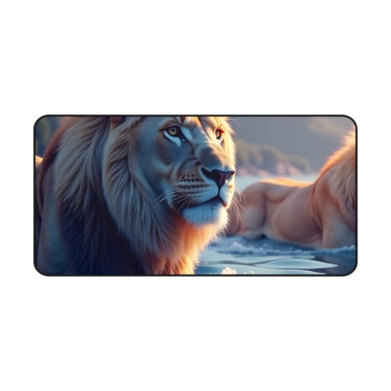 Majestic Lion Desk Mat with Sunset Scenery for Inspirational Workspaces - Image 9