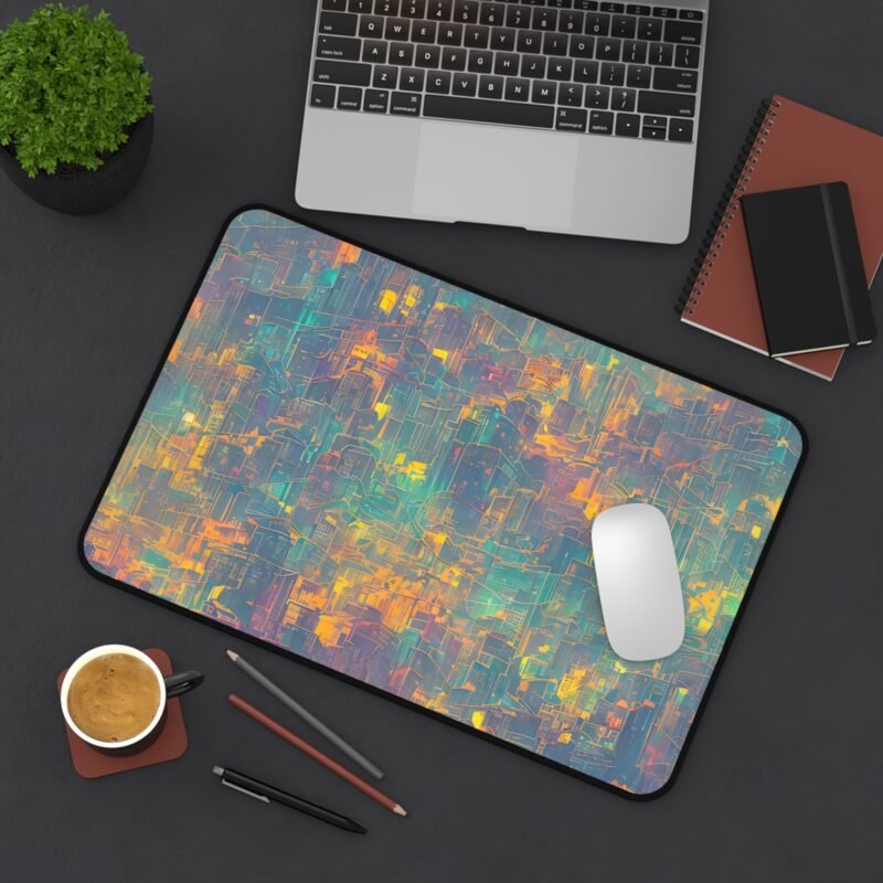 Neon City Desk Mat – Futuristic Urban Design with Vibrant Neon Colors for Inspirational Workspaces - Image 4