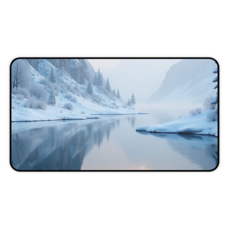Winter Nature-Themed Desk Mat with Snowy Mountain Reflection for a Serene Workspace - Image 5