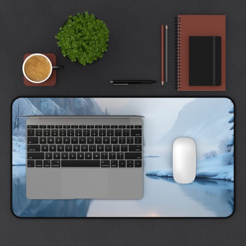 Winter Nature-Themed Desk Mat with Snowy Mountain Reflection for a Serene Workspace - Image 7