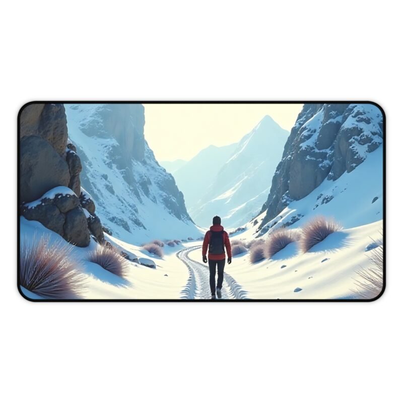 Winter Desk Mat with Tranquil Snowy Mountain Scene for a Calming Workspace - Image 5