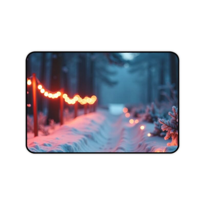 Winter Desk Mat with Snowy Forest Design for a Cozy and Serene Workspace