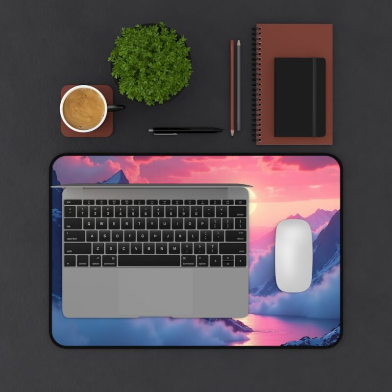 Mountain Desk Mat with Majestic Sunset Design for Serene Workspace - Image 3