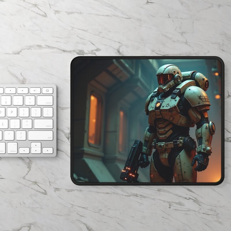 Gaming Mouse Pad Sci-Fi Design with Armored Warrior for Precision and Immersive Gameplay - Image 2