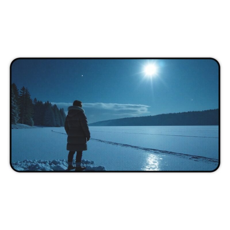 Winter Desk Mat with Moonlit Snowy Landscape for a Serene Workspace - Image 5