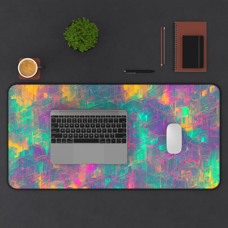 Cyberpunk Mouse Pad with Neon Cityscape - Vibrant Futuristic Desk Accessory for Gamers and Creatives - Image 11