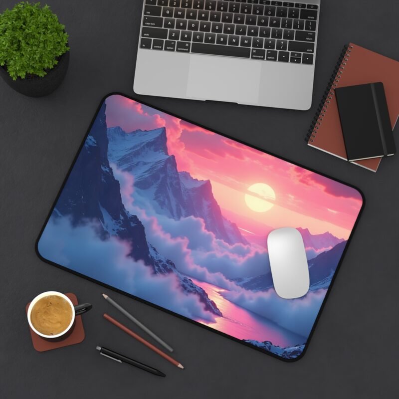 Mountain Desk Mat with Majestic Sunset Design for Serene Workspace - Image 4