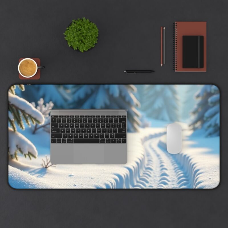 Winter Desk Mat with Serene Snowy Forest Sunrise Design for a Tranquil Workspace - Image 11