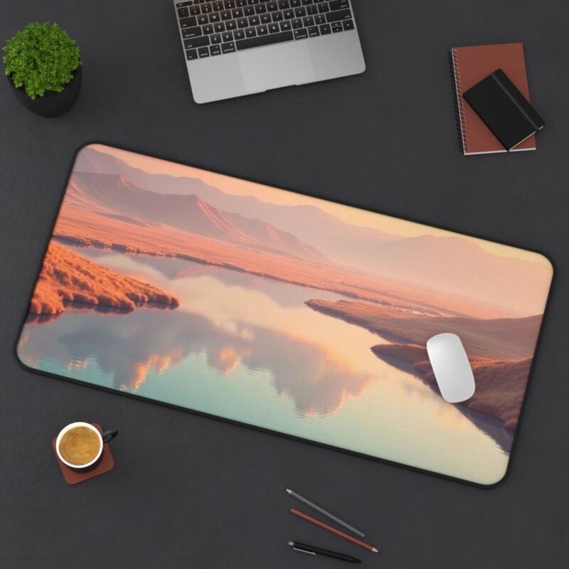 Serene Landscape Nature Desk Mat with Peaceful Sunset and Rolling Hills Design - Image 12