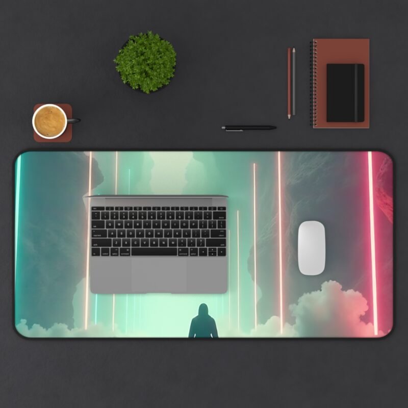 Futuristic Gaming Desk Mat with Neon Glow and Cosmic Design - Image 11