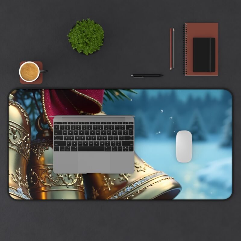 Festive Christmas Desk Mat with Snowy Scene and Holiday Bells - Image 11