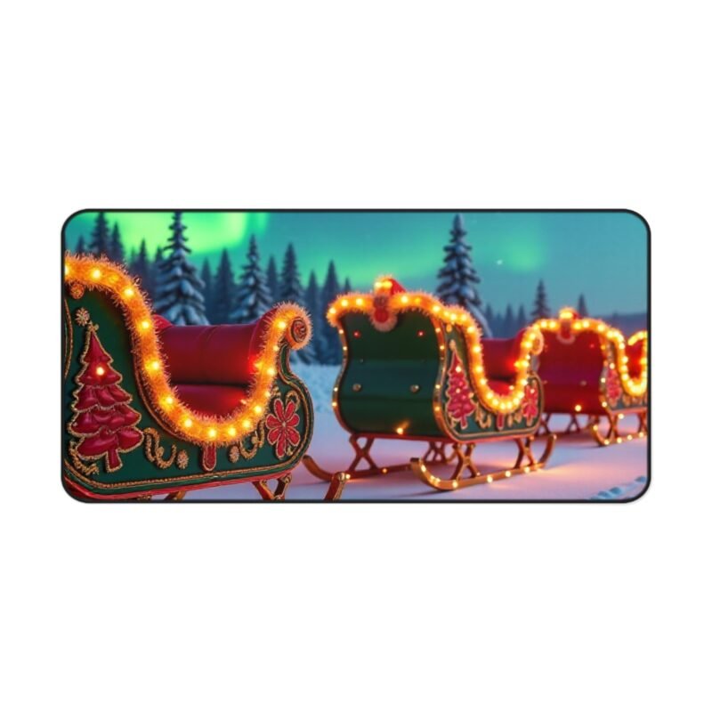 Christmas Desk Mat with Aurora Sleigh Ride Design for a Festive Workspace - Image 9