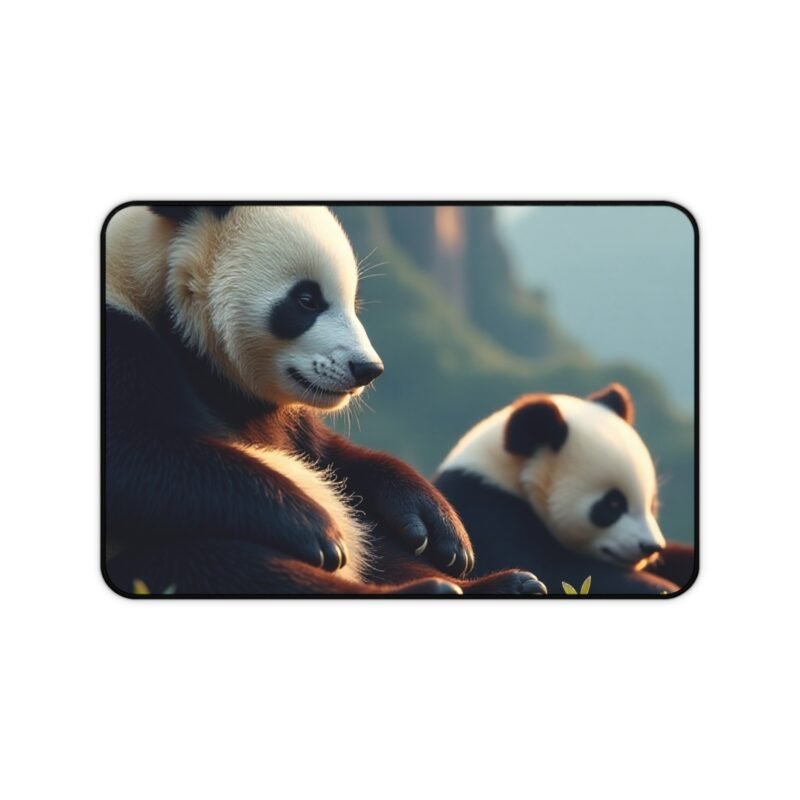 Panda Desk Mat with Serene Mountain Scene and Tranquil Wildlife Design