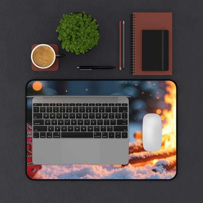 Festive Christmas Desk Mat with Cozy Winter Scene and Holiday Charm - Image 3
