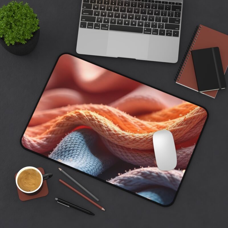 Coral and Blue Woven Desk Mat for Stylish and Productive Workspaces - Image 4