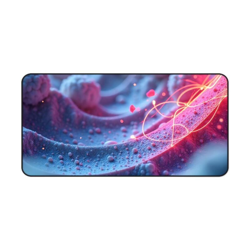 Digital Landscape Mouse Pad with Vibrant Electric-Red and Blue Molecular Design - Image 9