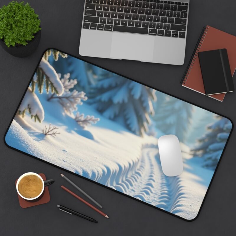 Winter Desk Mat with Serene Snowy Forest Sunrise Design for a Tranquil Workspace - Image 8