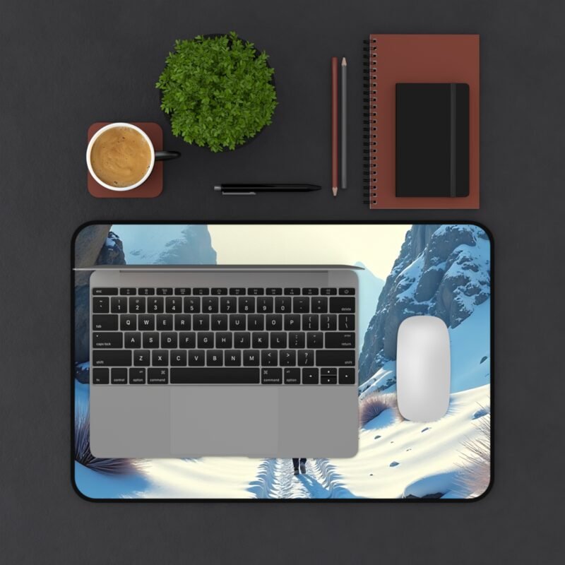 Winter Desk Mat with Tranquil Snowy Mountain Scene for a Calming Workspace - Image 3
