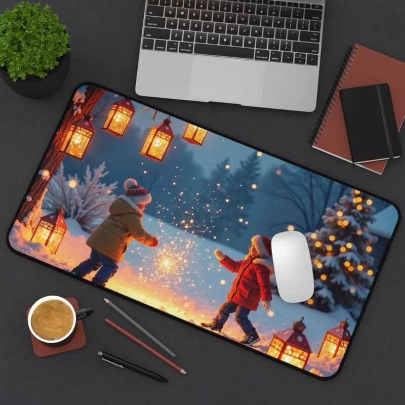 Festive Christmas Desk Mat with Winter Wonderland Scene and Holiday Cheer - Image 8