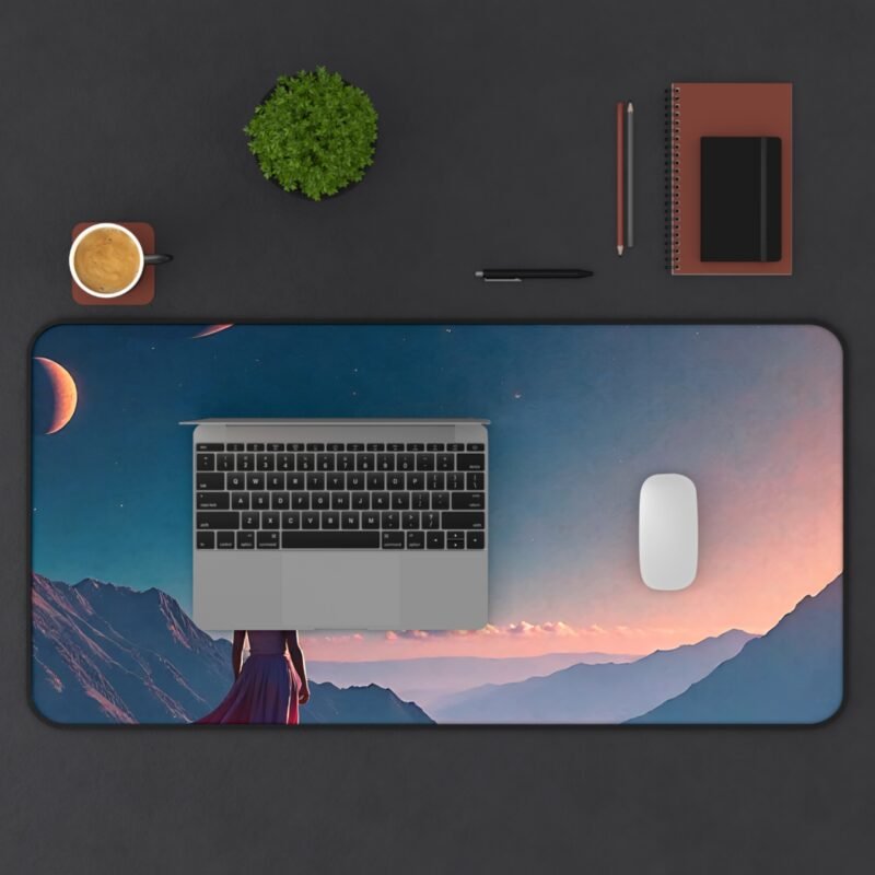 Galaxy Desk Mat with Twilight Mountain Scene and Celestial Sky - Image 11