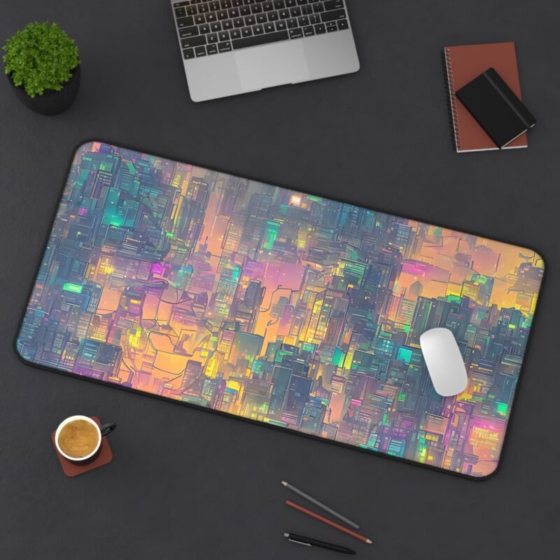 Cyberpunk Mouse Pad - Neon-Lit Futuristic Cityscape for Vibrant and Inspiring Workspaces - Image 12