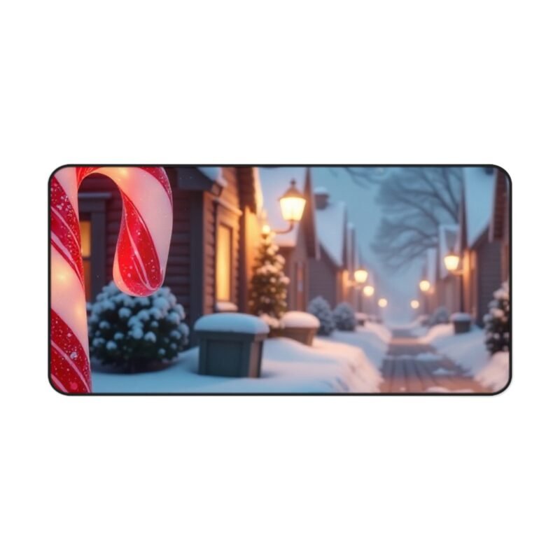Winter Wonderland Christmas Desk Mat with Festive Candy Cane Design - Image 9