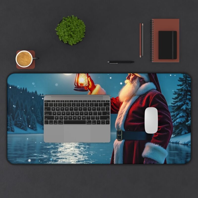 Santa Christmas Desk Mat Winter Night Scene Holiday Workspace Decor - Image 11