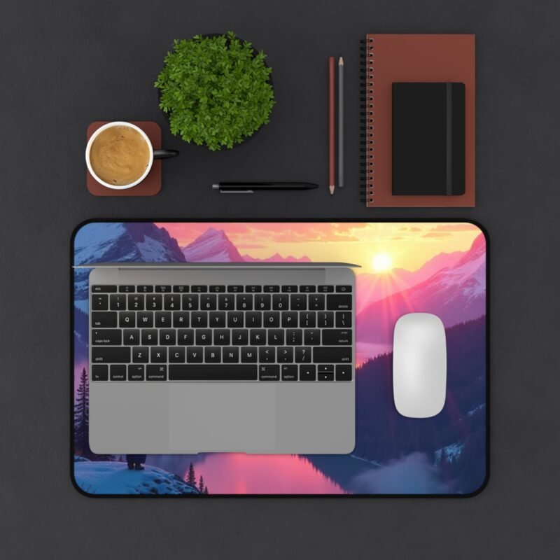 Mountain Desk Mat with Sunrise Design for Nature-Inspired Workspaces - Image 3