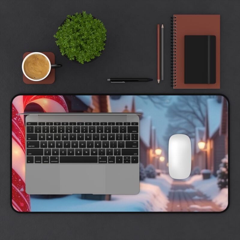 Winter Wonderland Christmas Desk Mat with Festive Candy Cane Design - Image 7