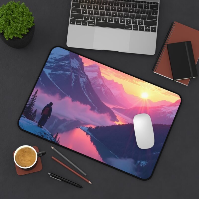 Mountain Desk Mat with Sunrise Design for Nature-Inspired Workspaces - Image 4