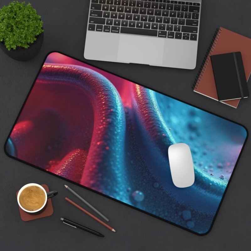 Abstract Desk Mat with Fluid Gradient Design in Blue and Red - Image 8