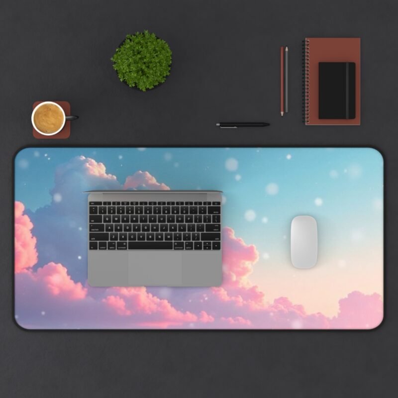 Winter Aesthetic Desk Mat with Pink Clouds and Snowy Landscape for Cozy Workspaces - Image 11