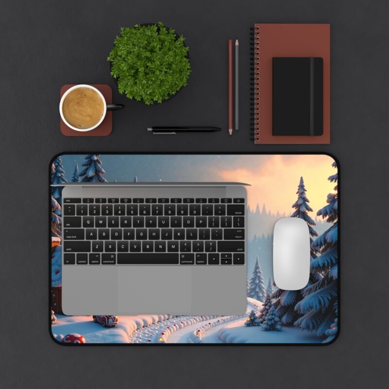 Winter Desk Mat with Cozy Snowy Village Design for Festive Workspace Comfort - Image 3