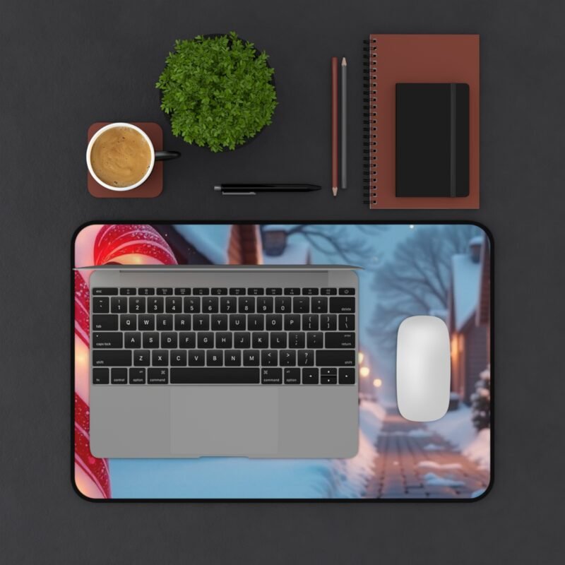 Winter Wonderland Christmas Desk Mat with Festive Candy Cane Design - Image 3