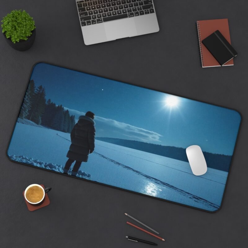 Winter Desk Mat with Moonlit Snowy Landscape for a Serene Workspace - Image 12