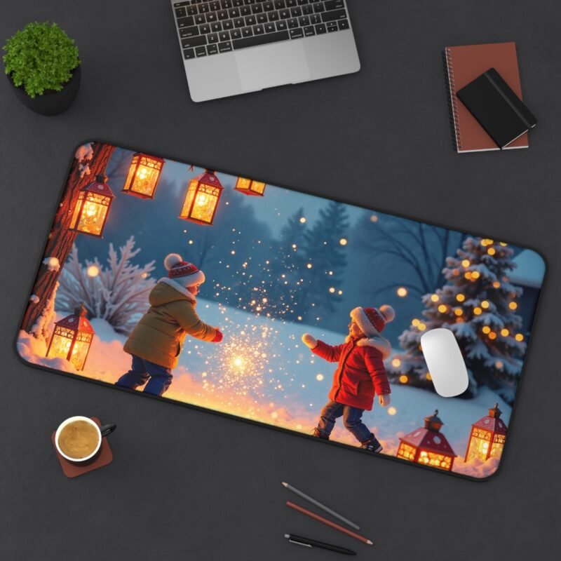 Festive Christmas Desk Mat with Winter Wonderland Scene and Holiday Cheer - Image 12
