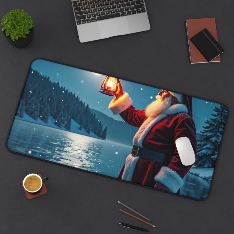 Santa Christmas Desk Mat Winter Night Scene Holiday Workspace Decor - Image 12